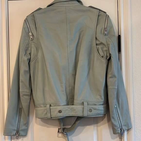 Walter Baker Leather Jacket, Light Blue - Picture 3 of 3